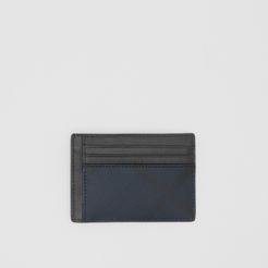 Burberry London Check Money Clip Card Case In Charcoal/black - Men, Burberry for Men