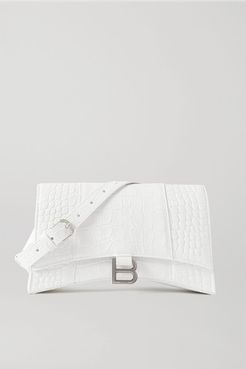 Saint Laurent sunset small croc-effect leather shoulder bag - off-white.  #saintlaurent #crossbody #bags
