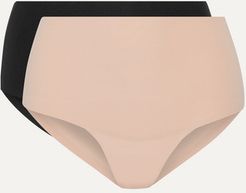 Undie-tectable set of two stretch-jersey thongs