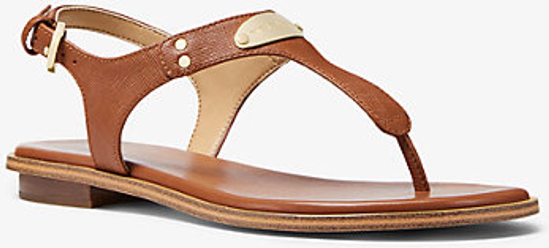 Brown MICHAEL KORS Logo Plate Leather Sandal on COOLS