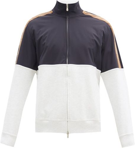 Brunello Cucinelli - Logo-Print Shell-Trimmed Cotton-Blend Jersey Track  Jacket - White Brunello Cucinelli