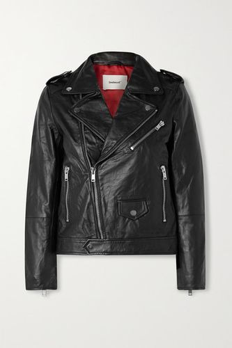 Reclaimed Vintage Leather Biker Jacket With Printed Sleeves at