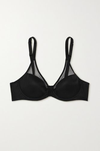 Petunia stretch-mesh and corded lace underwired strapless balconette bra