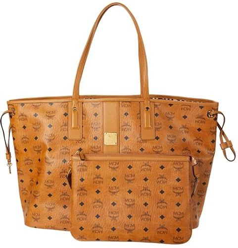 MCM Tan/Orange Visetos Coated Canvas and Leather Chain Crossbody