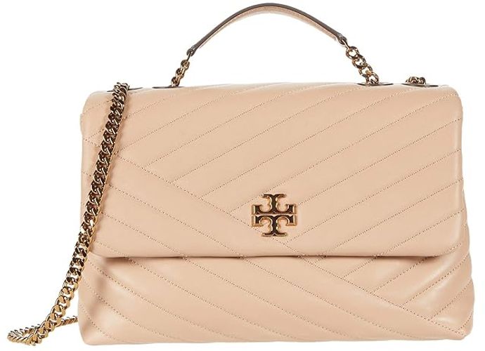 Tan TORY BURCH Kira Chevron Convertible Shoulder Bag (Devon Sand