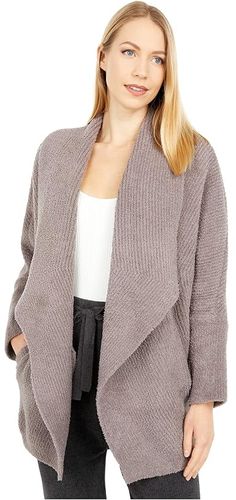 Brown BAREFOOT DREAMS Cozychic Chevron Ribbed Cardi (Driftwood) Women's  Clothing 16 - 18 (XL) or larger on COOLS