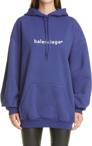 White BALENCIAGA Copyright Logo Cotton Hoodie 16 18 XL or