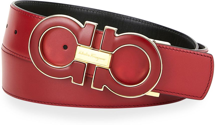 Salvatore Ferragamo Red/Black Leather Gancini Reversible Belt Salvatore  Ferragamo