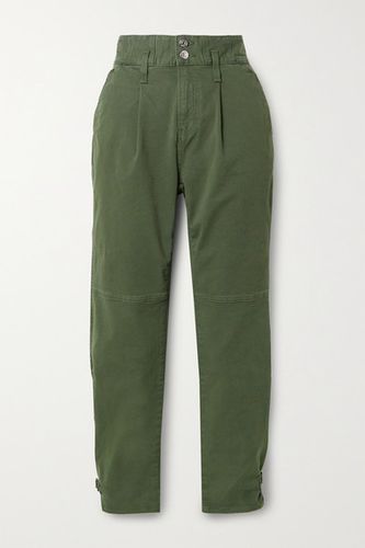 VERONICA BEARD Monika Stretch-cotton Twill Tapered Pants - Army green ...