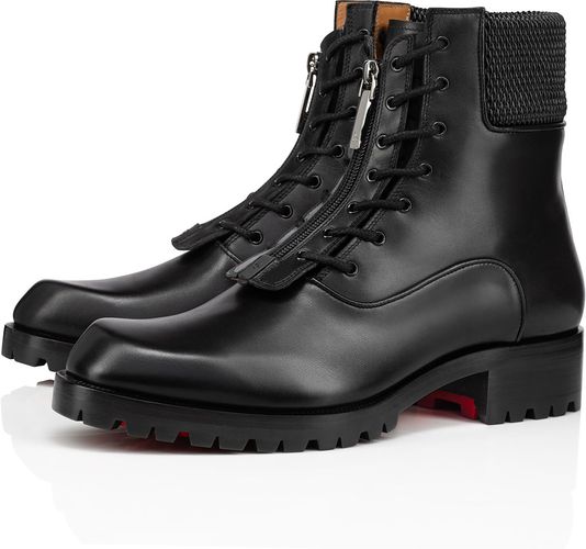 Black CHRISTIAN LOUBOUTIN Moscou Zip Red Sole Combat Boots 8 on COOLS