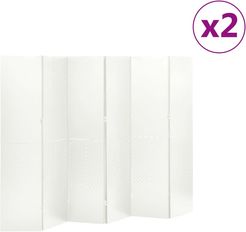Paravento a 6 Pannelli 2 pz Bianco 240x180 cm in Acciaio