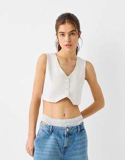 Gilet Tailored Fit Cropped Donna Xs Bianco
