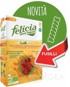 Felicia Bio Linea Legumi Fusilli di Lenticchie Rosse Pasta Senza Glutine