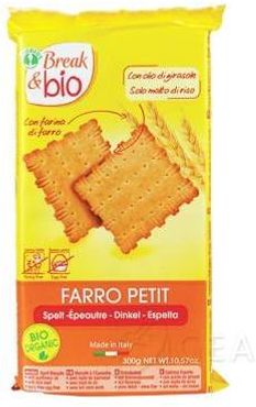 Break&Bio Farro Petit Biscotti biologici senza uova latte e zuccheri aggiunti 300 g