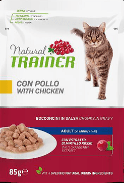 Trainer Natural Cat Adult With Chicken Cibo Umido per Gatti Gusto Pollo Busta 85 g