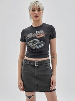 Guess Originals, Donna, T-Shirt Cropped Stampa Frontale, Nero, L 