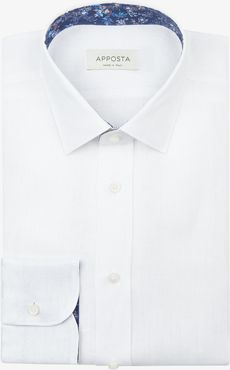 Camicia tinta unita bianco lino tela, collo stile collo italiano aggiornato a punte corte