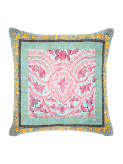 Cuscino In Twill Di Seta Patchwork