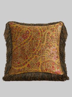 Cuscino Jacquard Con Frange, Giallo