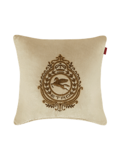 Cuscino In Velluto Con Pegaso, Grigio