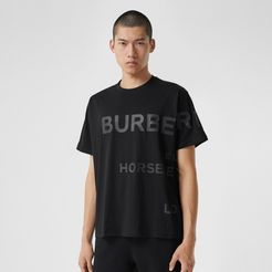 Horseferry Print Cotton Oversized T-shirt, Size: L, Black