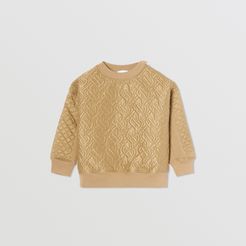 Childrens Monogram Quilted Panel Cotton Sweatshirt, Size: 10Y, Beige