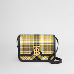 Small Tartan Cotton and Leather TB Bag