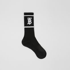 Monogram Motif Intarsia Socks, Black