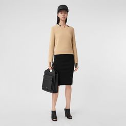 Icon Stripe Trim Cashmere Sweater, Size: XXL, Beige