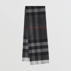 Check Cashmere Scarf, Charcoal