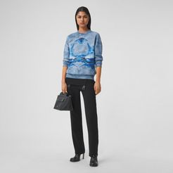 Shark Print Cotton Oversized Sweatshirt, Size: M