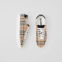 Bio-based Sole Vintage Check and Leather Sneakers, Size: 42.5