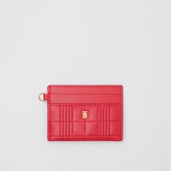 Monogram Motif Quilted Lambskin Card Case, Red