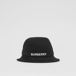 Logo Print Cotton Jersey Bucket Hat, Black