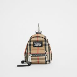 Vintage Check Backpack Charm, Beige