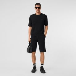 Monogram Motif Cashmere Drawcord Shorts, Black