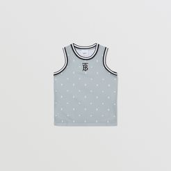 Childrens Star and Monogram Motif Jersey Mesh Sleeveless Top, Size: 12Y
