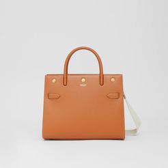 Small Leather Two-handle Title Bag, Orange