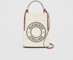 Small Logo Graphic Cotton Canvas Peggy Bucket Bag, Natural