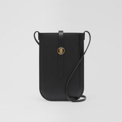 Leather Phone Case with Strap, Black
