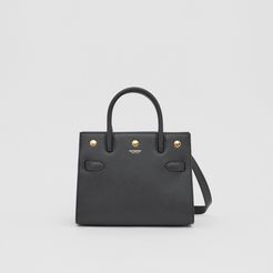Mini Leather Two-handle Title Bag, Black