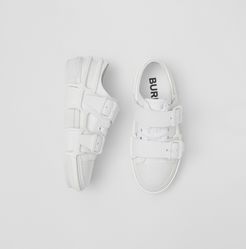 Cotton and Leather Webb Sneakers, Size: 36, White