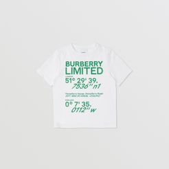Childrens Coordinates Print Cotton T-shirt, Size: 14Y, White