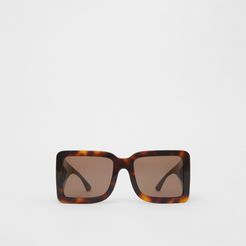 B Motif Square Frame Sunglasses, Brown