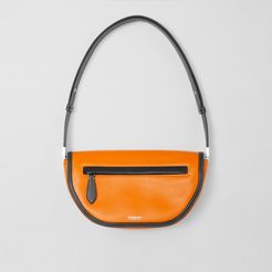Small Two-tone Leather Olympia Bag, Orange