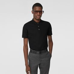 Cotton Piqué Polo Shirt, Size: M, Black