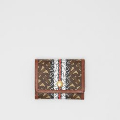 Small Monogram Stripe E-canvas Folding Wallet, Brown