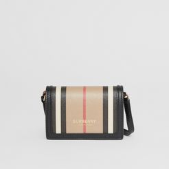 Icon Stripe E-canvas Card Case with Detachable Strap, Beige