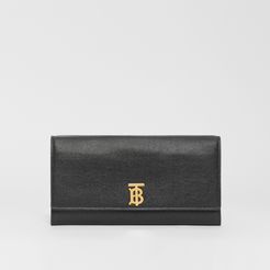Monogram Motif Grainy Leather Continental Wallet, Black