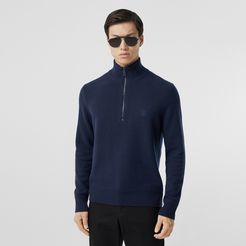 Monogram Motif Cashmere Funnel Neck Sweater, Blue